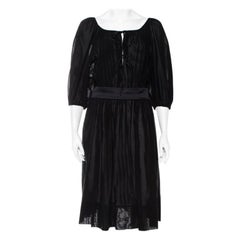 Dolce & Gabbana Black Cotton Belt Detail Flared Midi Dress M