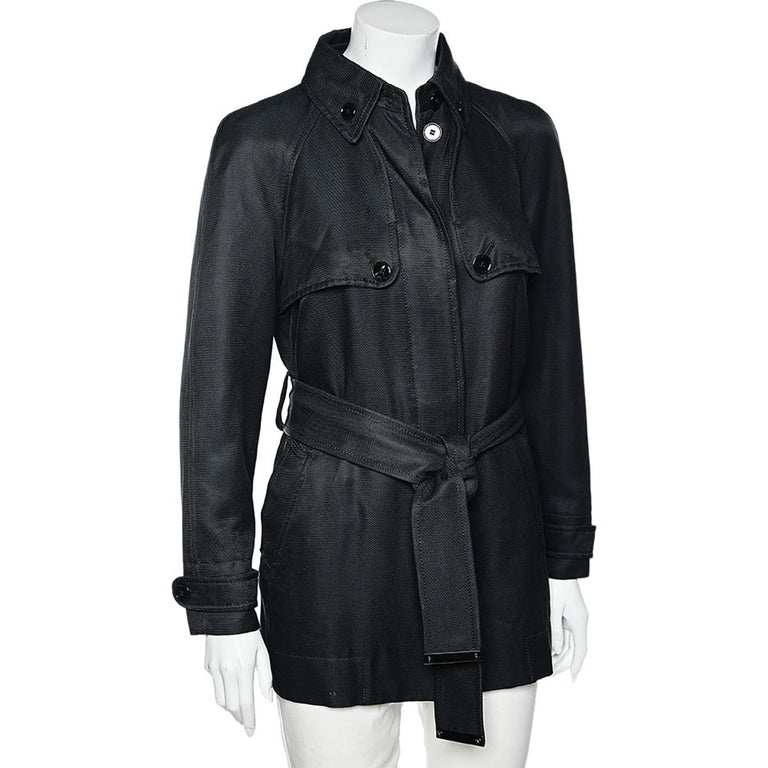 Dolce & Gabbana Black Cotton Belted Button Front Jacket M In Good Condition For Sale In Dubai, Al Qouz 2