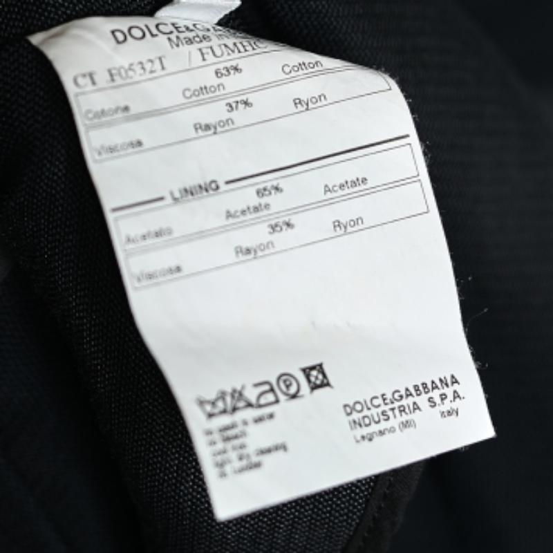 Dolce & Gabbana - Veste ceinturée en coton noir avec boutons sur le devant, taille M Pour femmes en vente