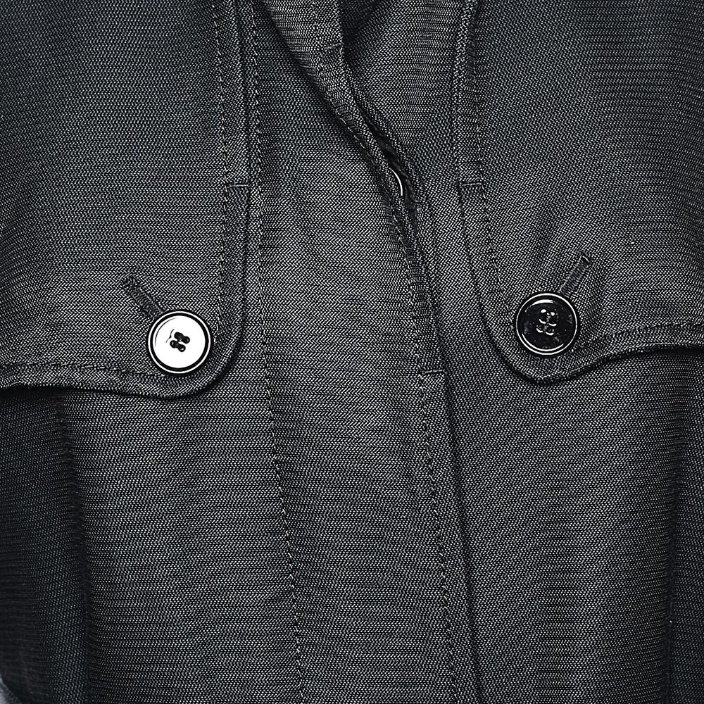 Dolce & Gabbana Black Cotton Belted Button Front Jacket M 2