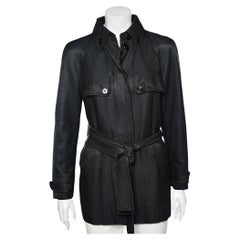 Dolce & Gabbana Schwarze Jacke mit Gürtel aus Baumwolle mit Knopfleiste M