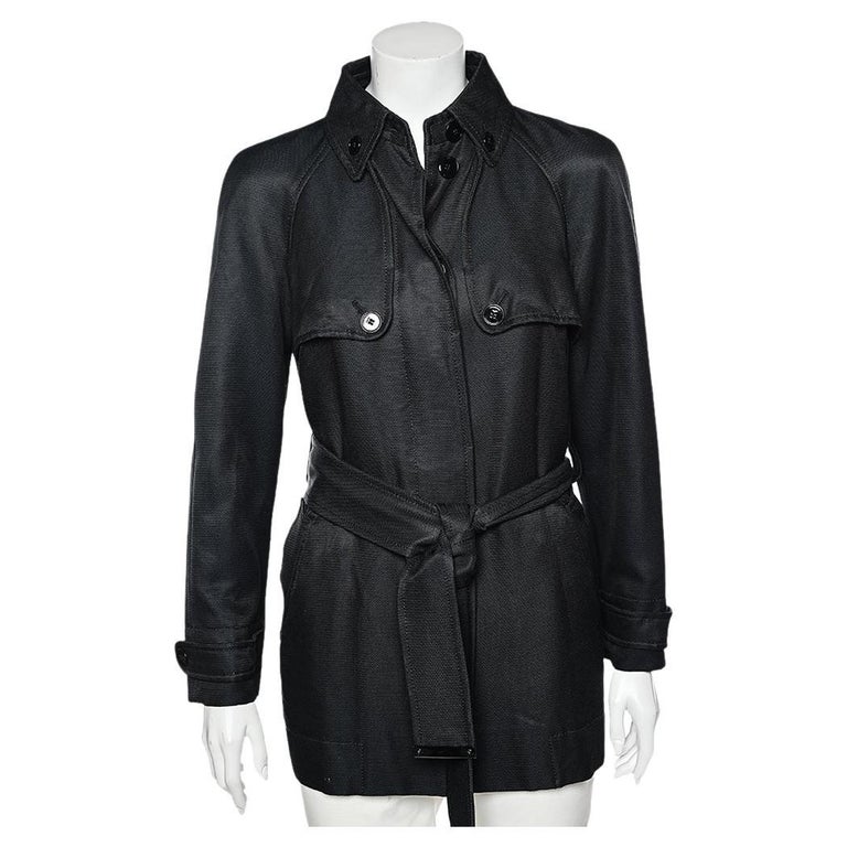 Dolce & Gabbana Black Cotton Belted Button Front Jacket M For Sale