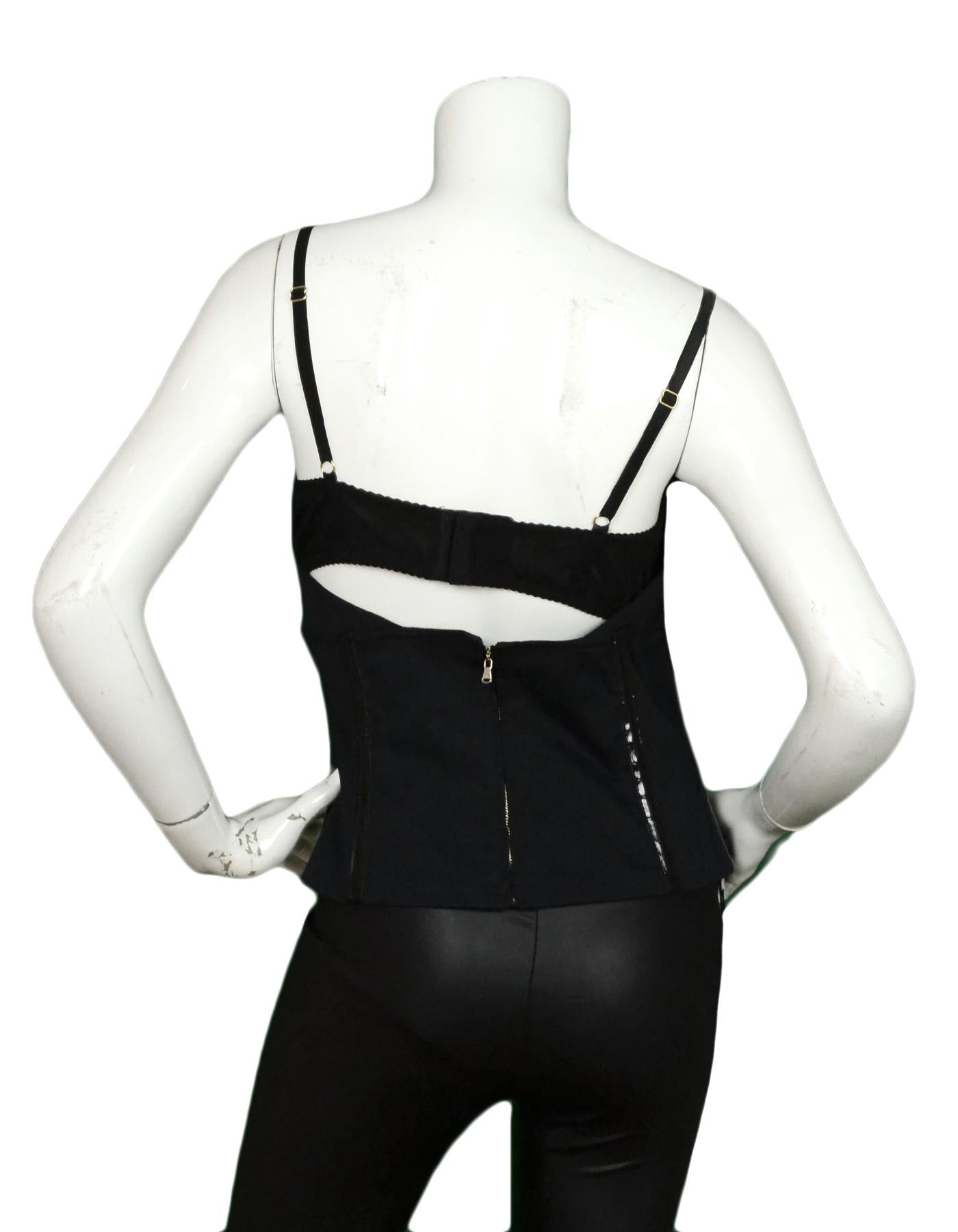 Dolce & Gabbana Black Cotton Blend Bustier w/ Gold Buckles sz IT46/ US10 In Excellent Condition In New York, NY