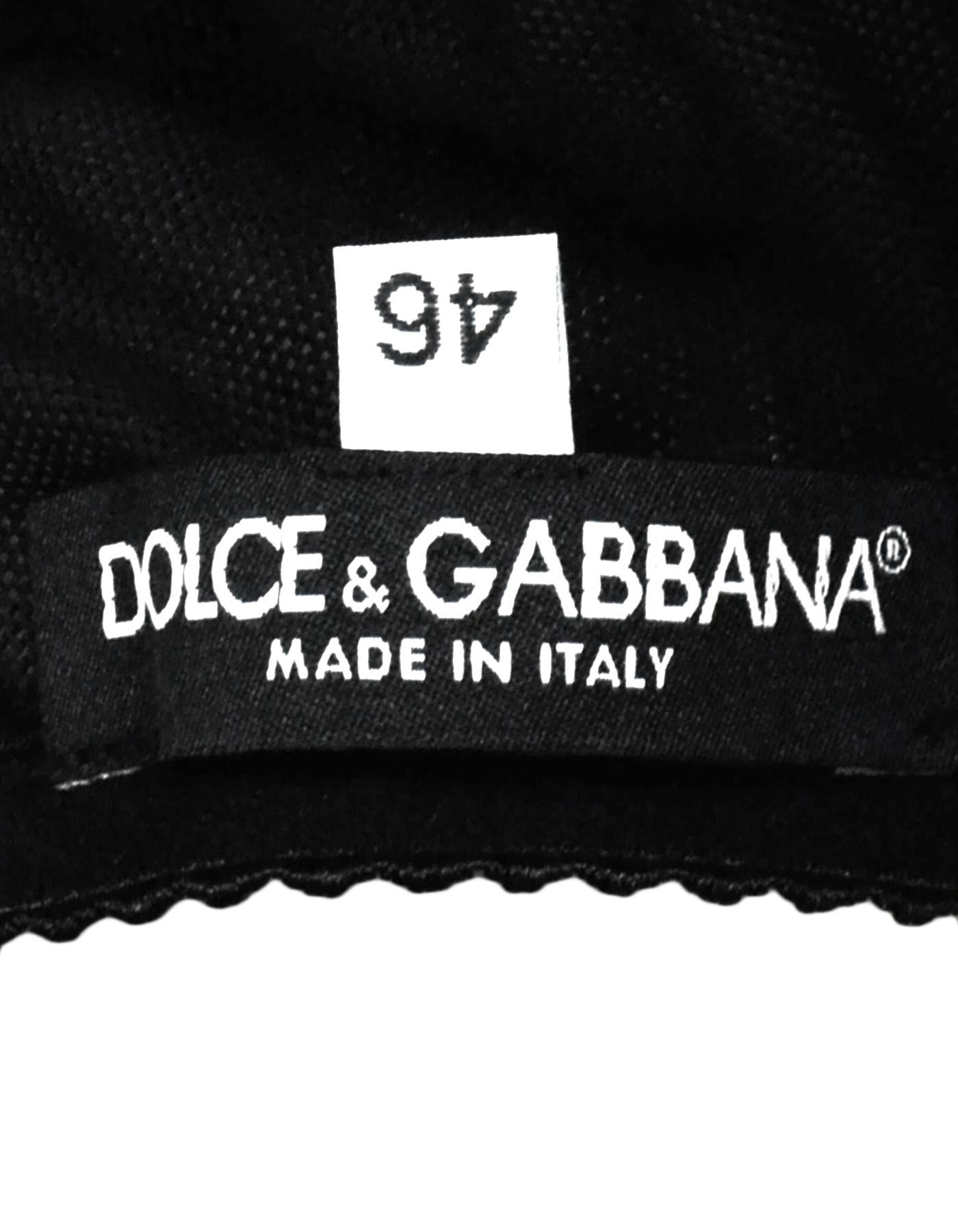 Women's Dolce & Gabbana Black Cotton Blend Bustier w/ Gold Buckles sz IT46/ US10
