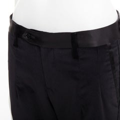 DOLCE GABBANA black cotton blend velvet satin trim tuxedo pants IT44 XS