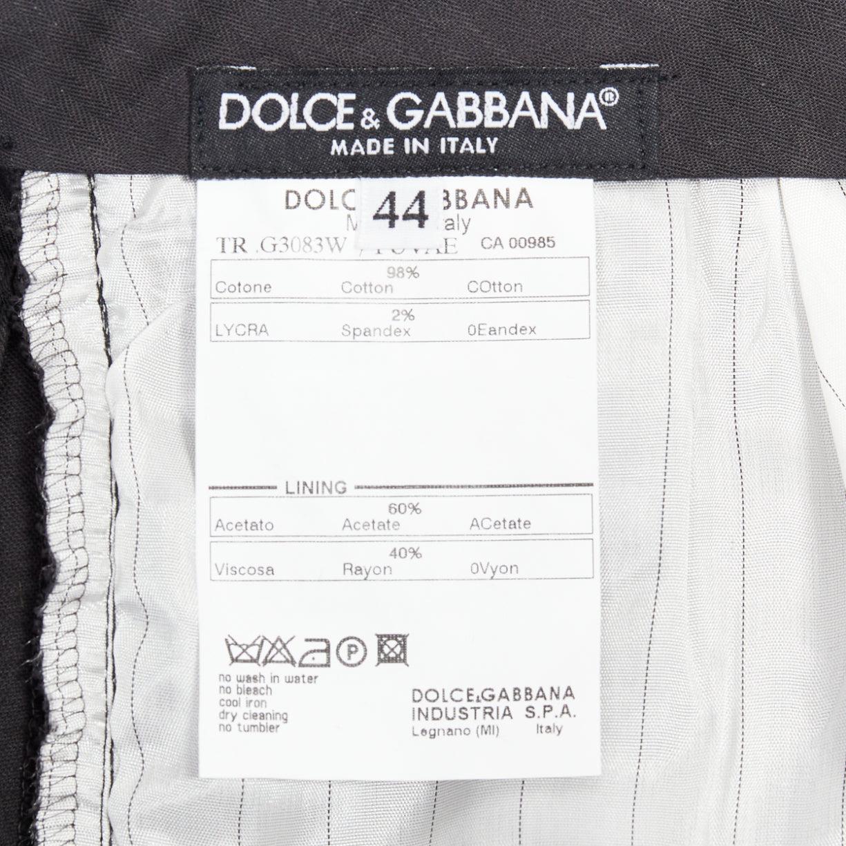 DOLCE GABBANA pantaloni da smoking in velluto nero misto cotone con finiture in raso IT44 XS in vendita 3