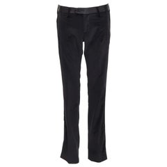 DOLCE GABBANA black cotton blend velvet satin trim tuxedo pants IT44 XS