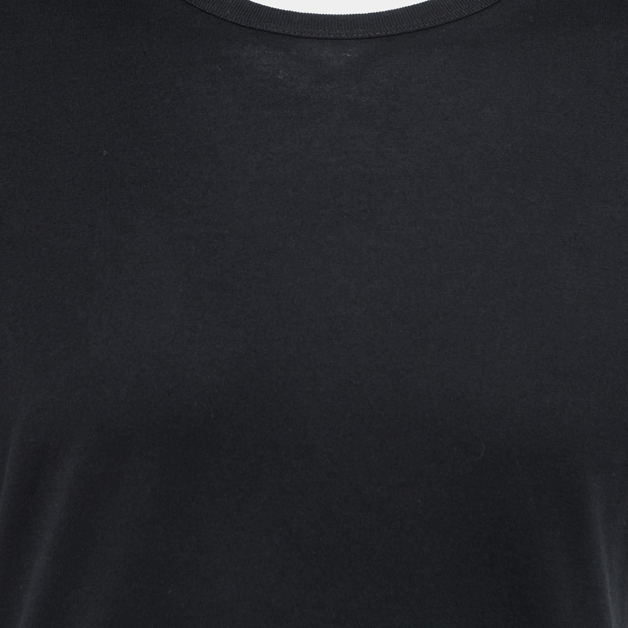 Dolce & Gabbana Black Cotton Crew Neck Half Sleeve T-Shirt S In Good Condition For Sale In Dubai, Al Qouz 2