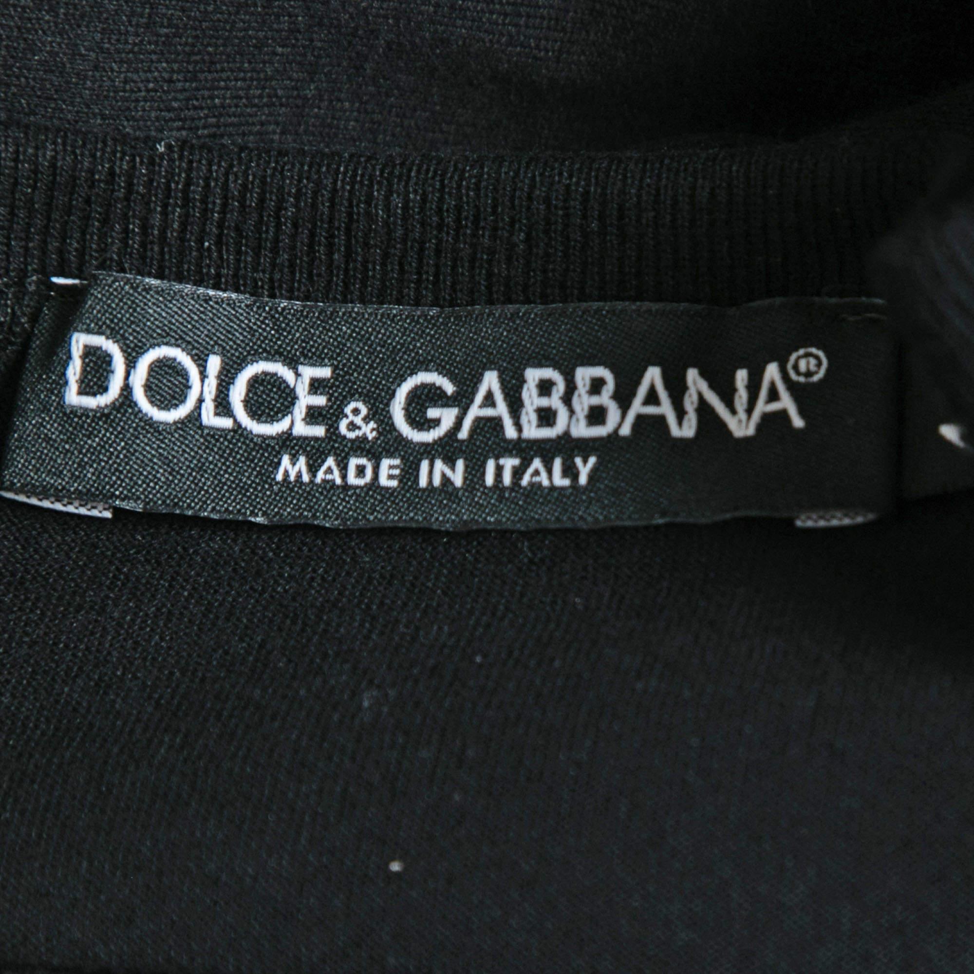 Women's Dolce & Gabbana Black Cotton Crew Neck Half Sleeve T-Shirt S For Sale