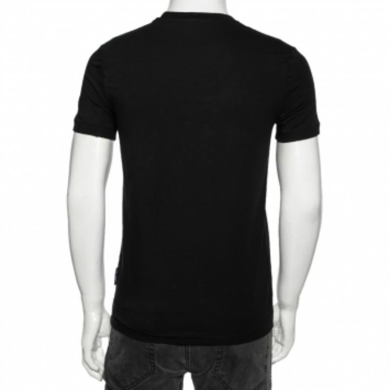Dolce & Gabbana Camiseta de manga corta de algodón negro y cuello redondo S Negro en venta