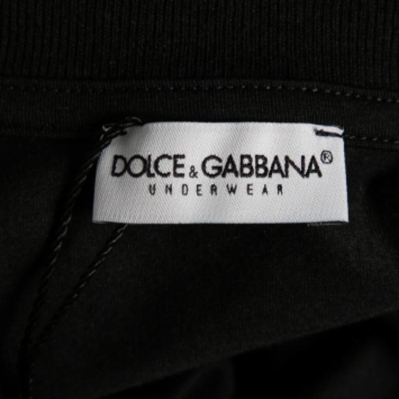 Dolce & Gabbana Camiseta de manga corta de algodón negro y cuello redondo S en venta 4