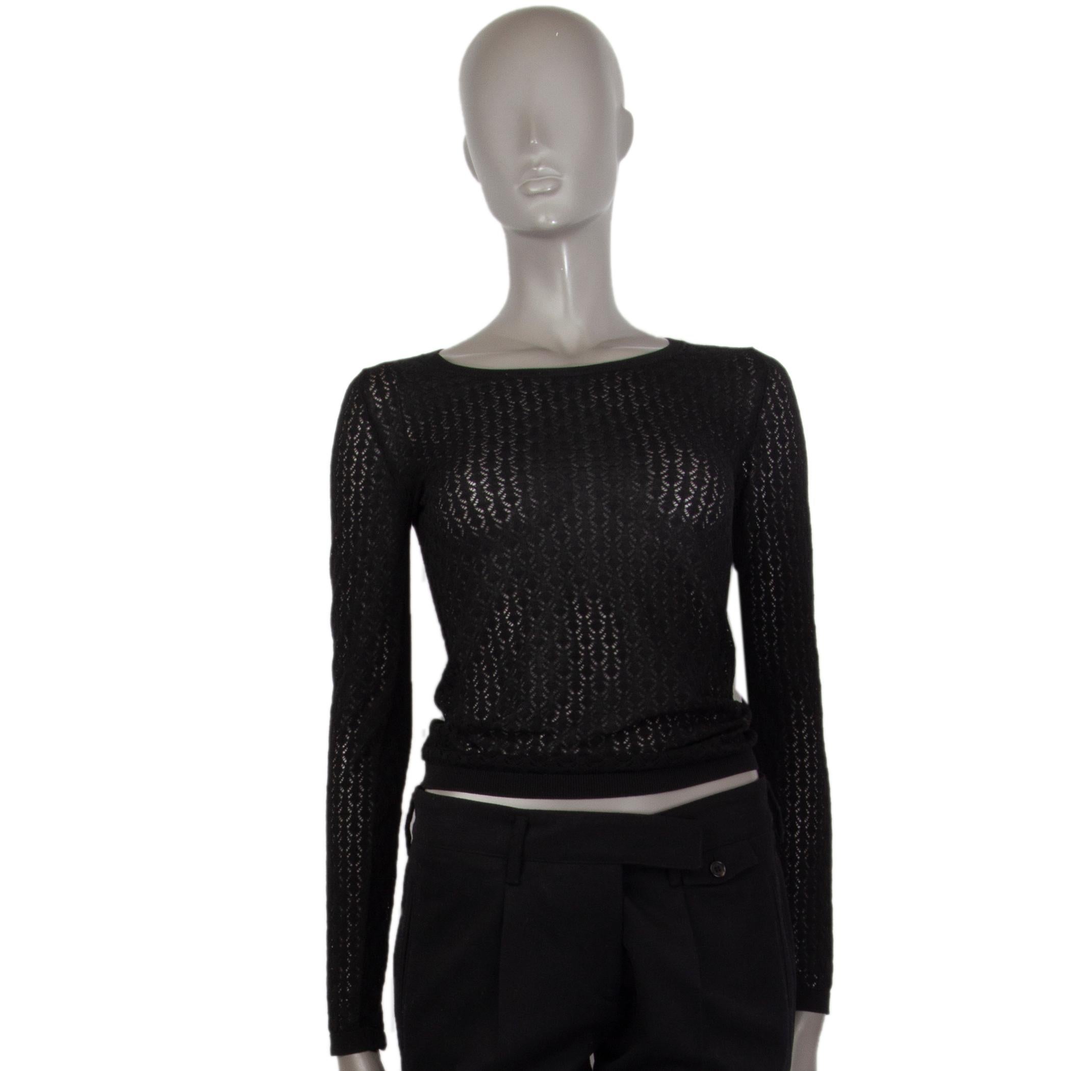 DOLCE & GABBANA black cotton CROCHET CROPPED Sweater 38 XS 1