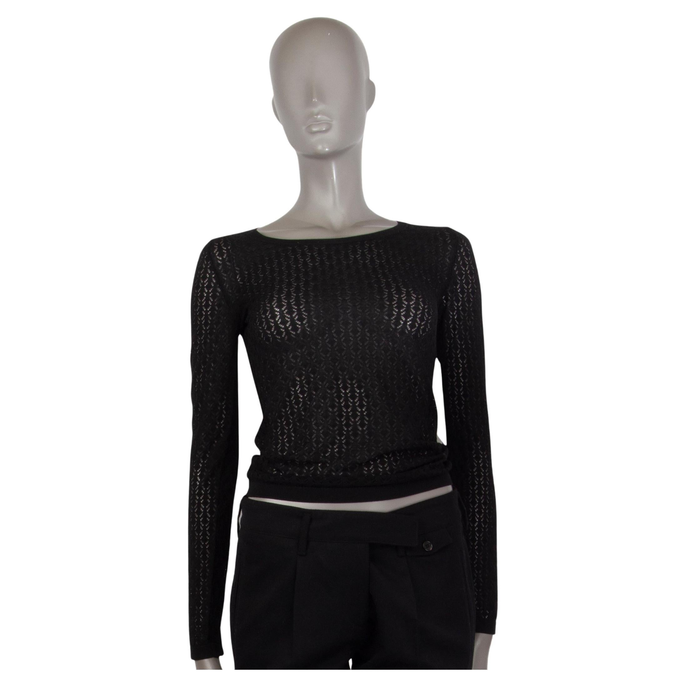 DOLCE & GABBANA black cotton CROCHET CROPPED Sweater 38 XS