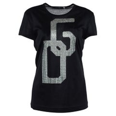 Dolce & Gabbana Black Cotton DG Embellished Crew Neck T-Shirt M