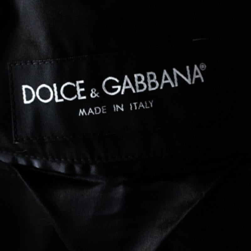 Uomo Dolce & Gabbana - Cappotto doppio petto in cotone nero con cintura XXL in vendita