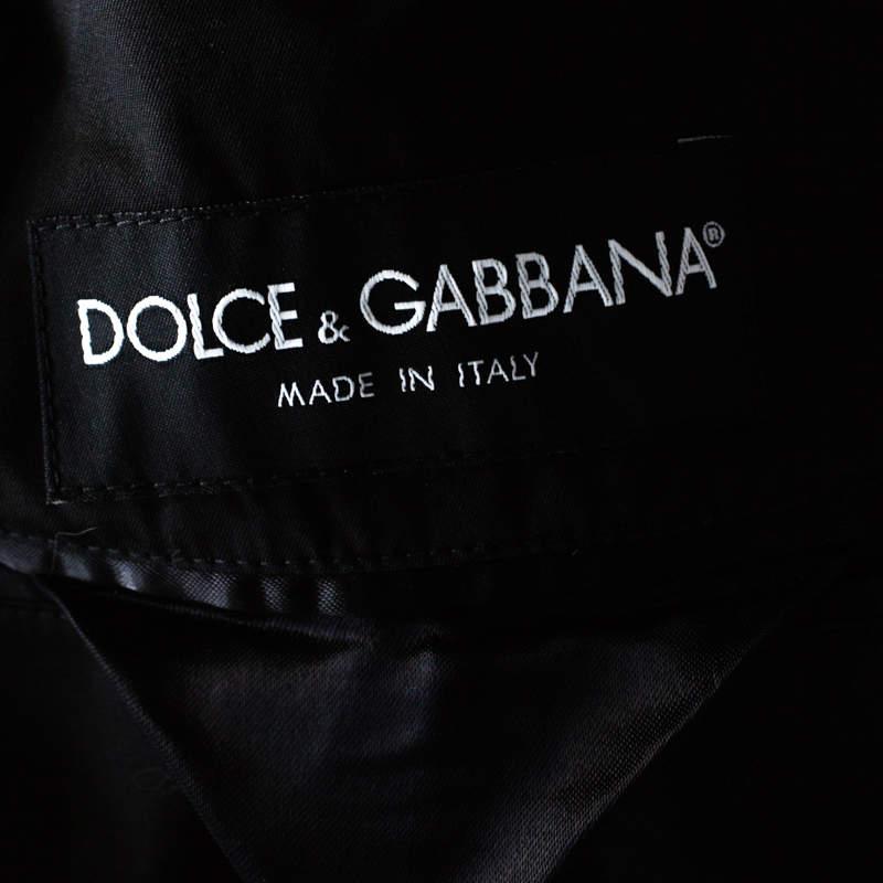 Dolce & Gabbana Black Cotton Double Breasted Belted Coat XXL For Sale 1