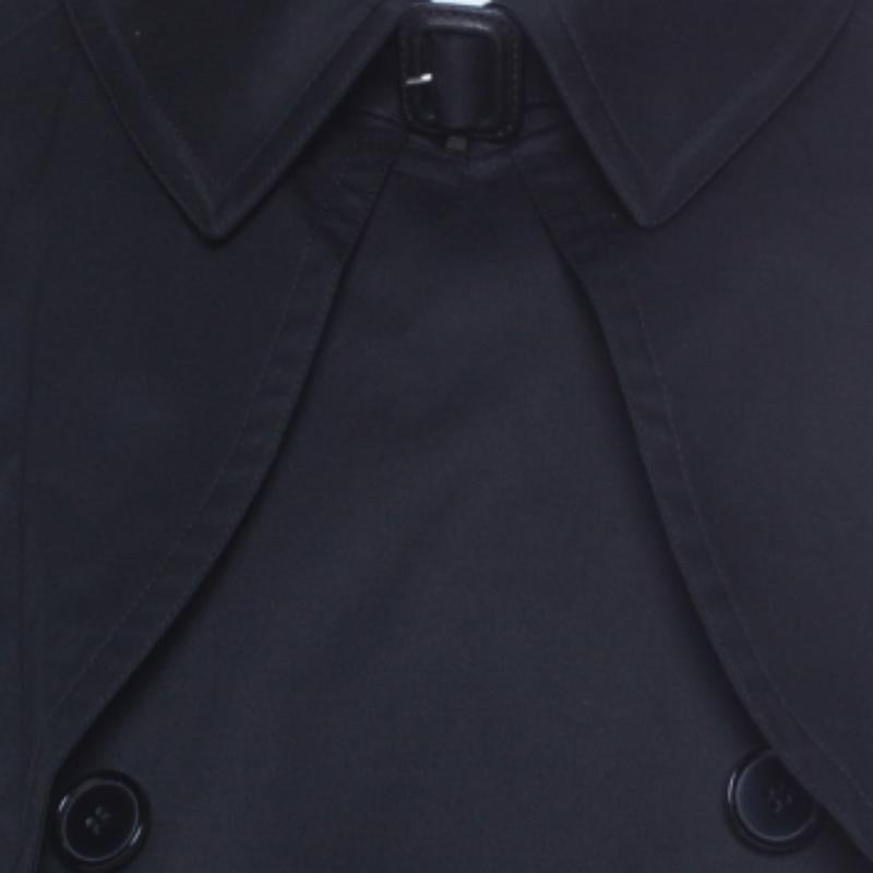 Dolce & Gabbana - Cappotto doppio petto in cotone nero con cintura XXL in vendita 1