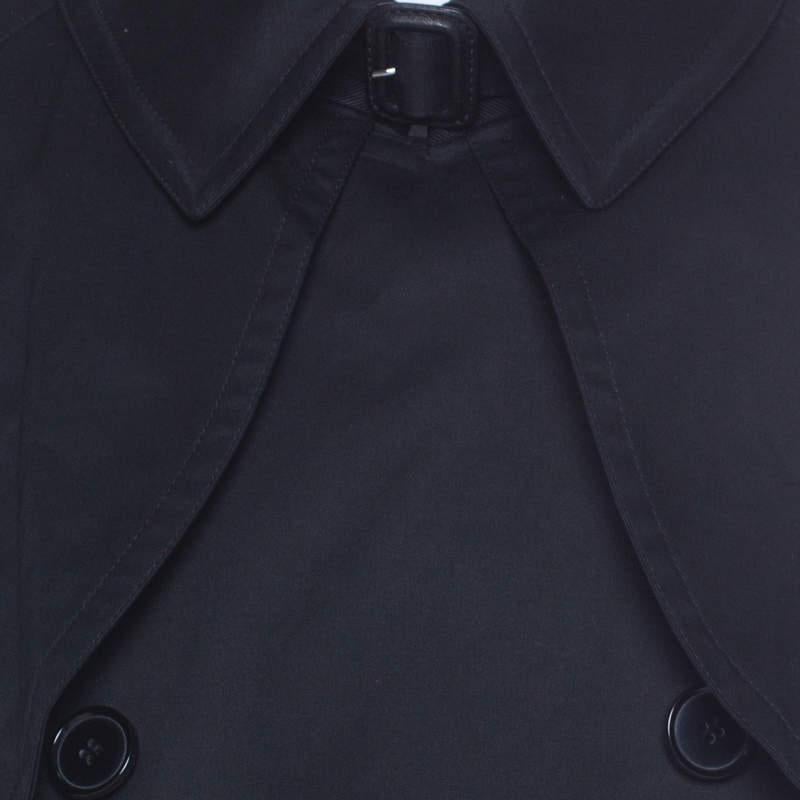 Dolce & Gabbana Black Cotton Double Breasted Belted Coat XXL For Sale 2