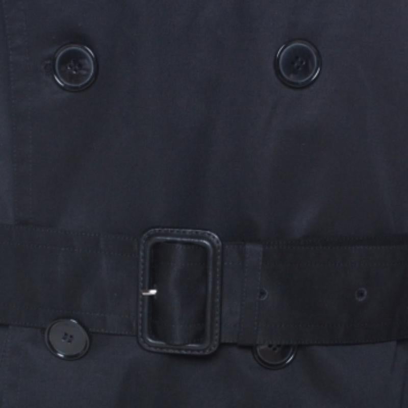 Dolce & Gabbana - Cappotto doppio petto in cotone nero con cintura XXL in vendita 2