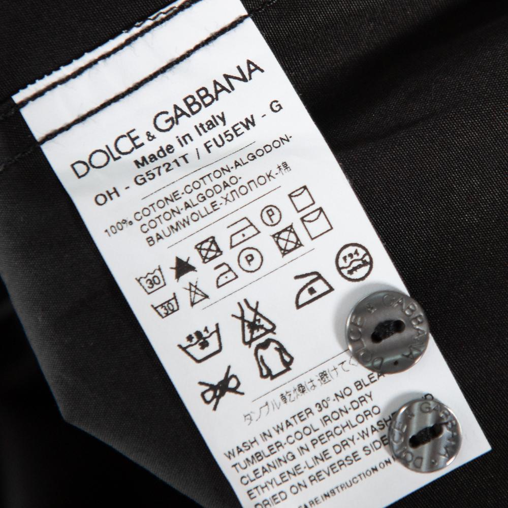 Men's Dolce & Gabbana Black Cotton Front Button Shirt M For Sale