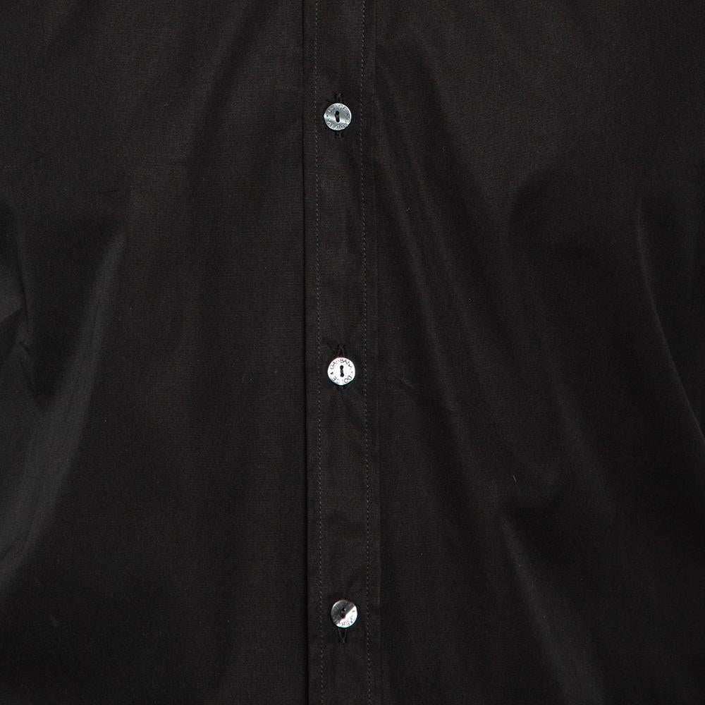 Dolce & Gabbana Black Cotton Front Button Shirt M For Sale 2