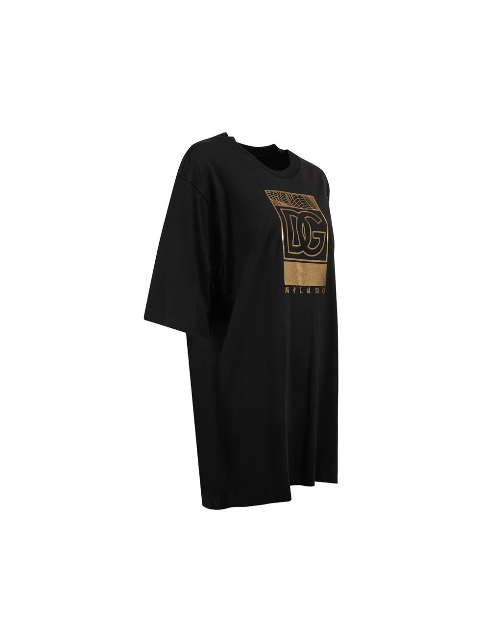 Dolce & Gabbana Black Cotton Gold Realt√† Parallela Print T-Shirt Size S In New Condition In London, GB