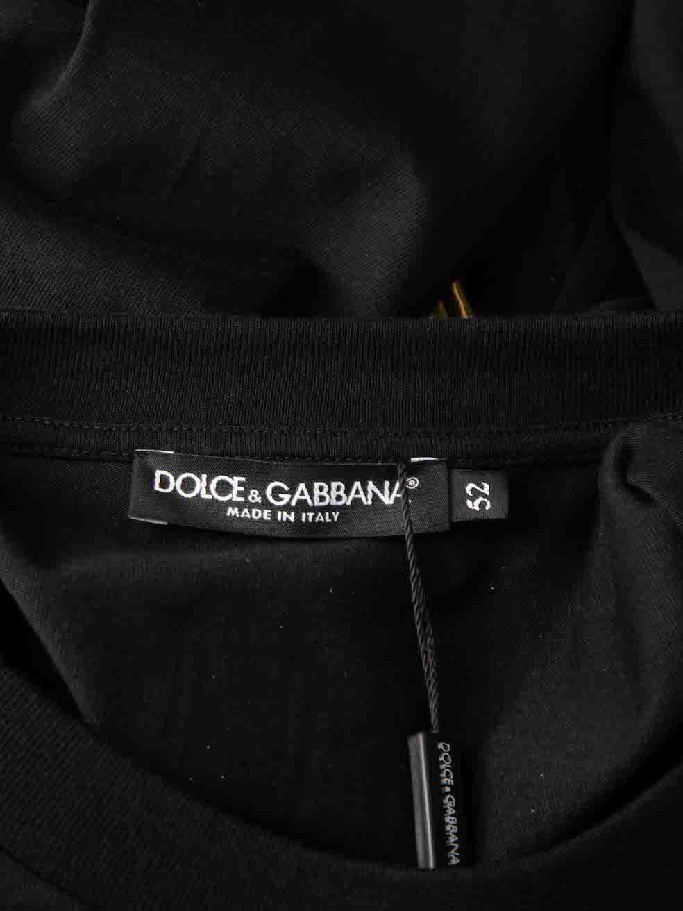 Women's Dolce & Gabbana Black Cotton Gold Realt√† Parallela Print T-Shirt Size S