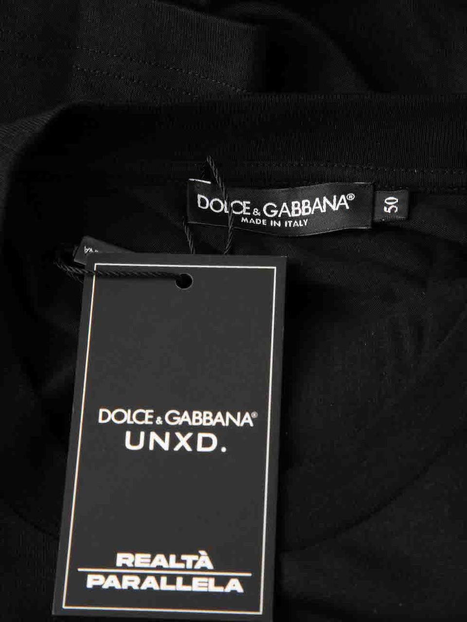 Dolce & Gabbana Black Cotton Gold Realtà Parallela Print T-Shirt Size S 1
