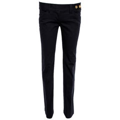 Dolce & Gabbana Black Cotton Herringbone Pants S