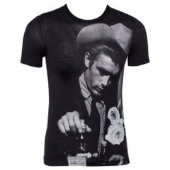 Dolce & Gabbana Schwarzes T-Shirt aus Baumwolle mit James Dean-Druck und Rundhalsausschnitt XS