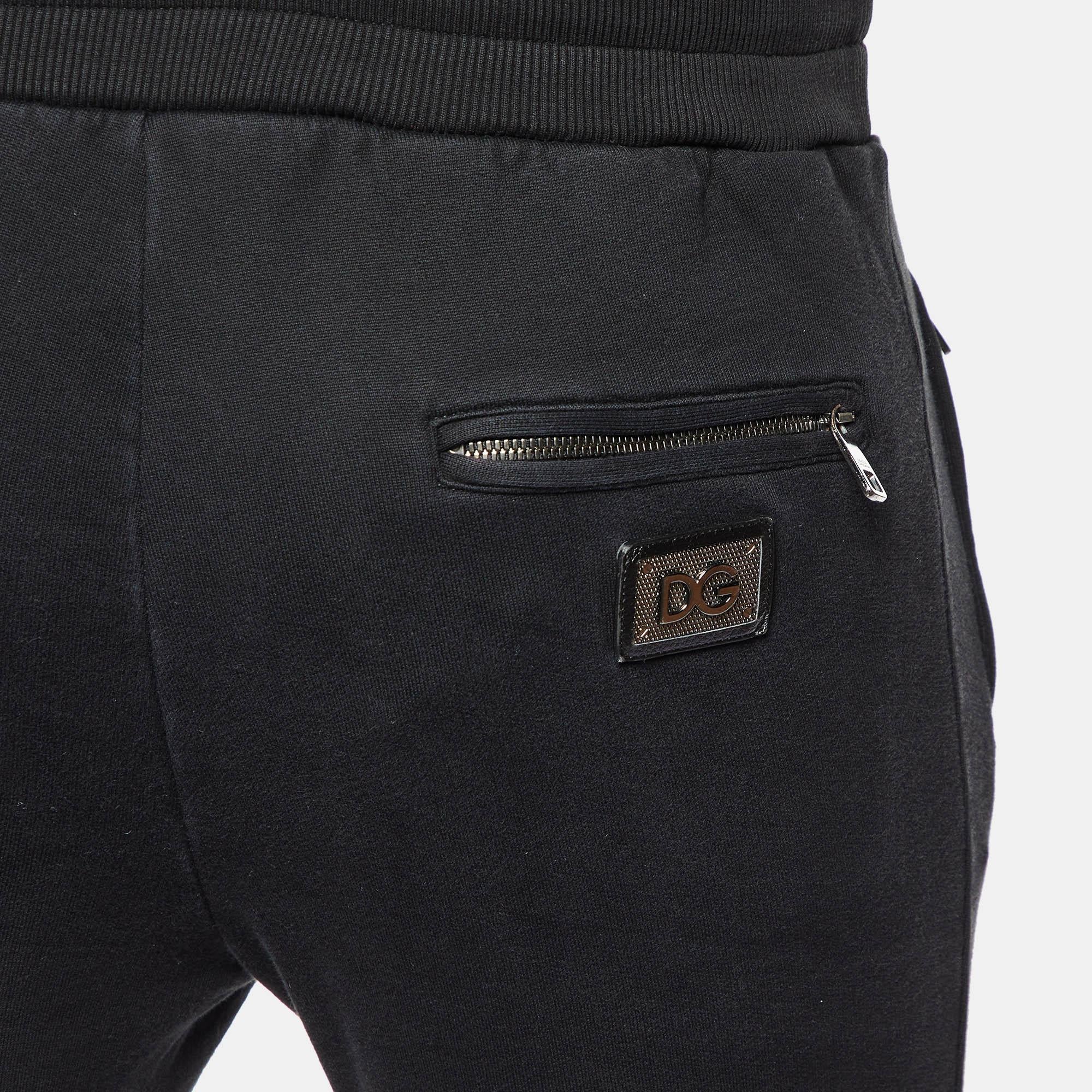 Dolce & Gabbana Black Cotton Jogger Pants XS In Good Condition For Sale In Dubai, Al Qouz 2
