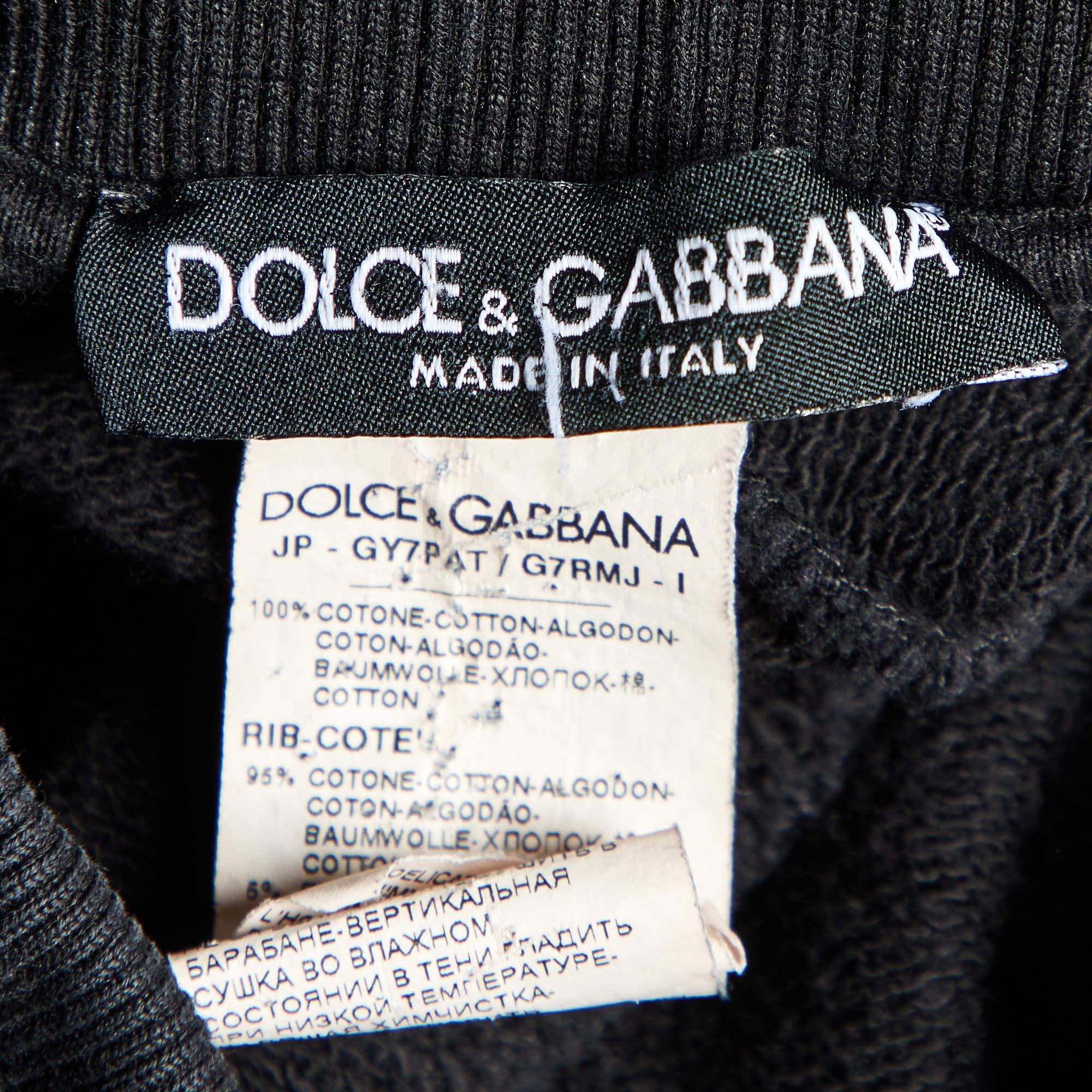 Dolce & Gabbana Black Cotton Jogger Pants XS For Sale 1