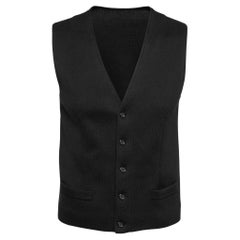 Dolce 
Gabbana Black Cotton Knit Button Front Waistcoat L