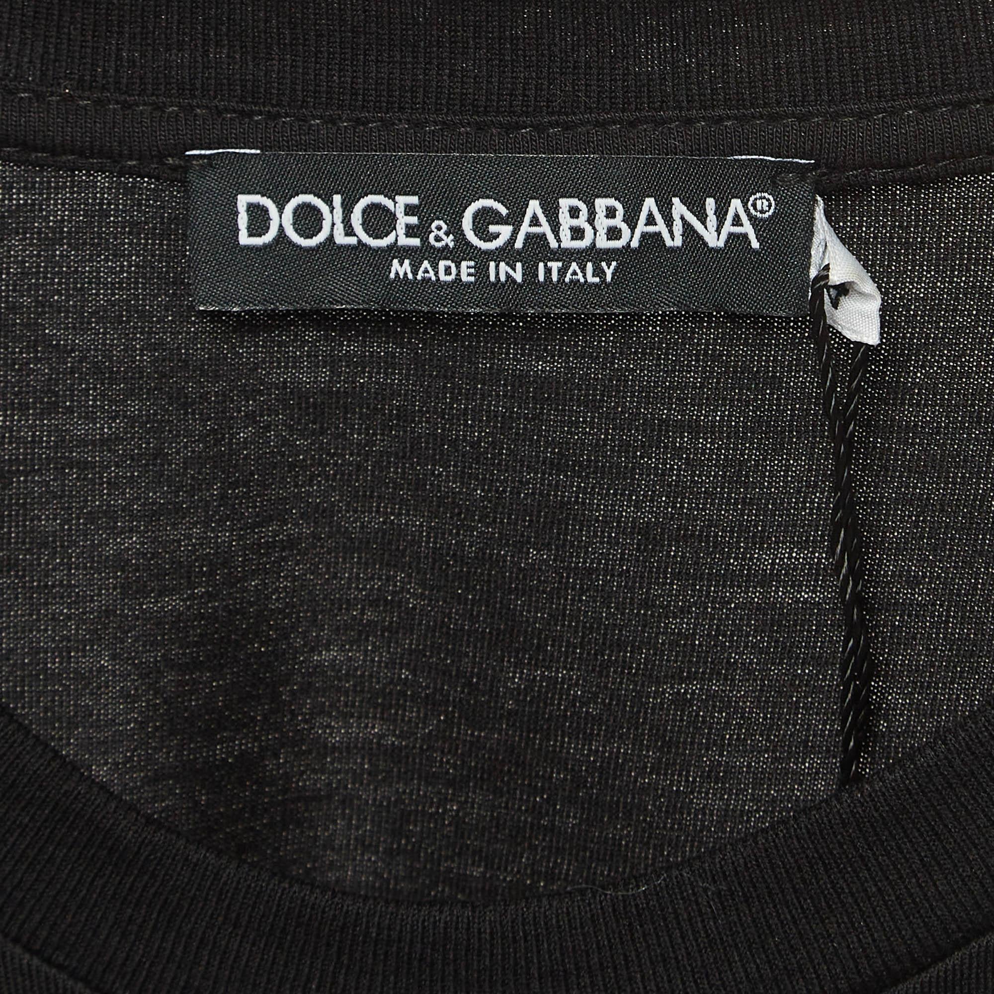Women's Dolce & Gabbana Black Cotton Knit Lace Bralette Detail T-Shirt S