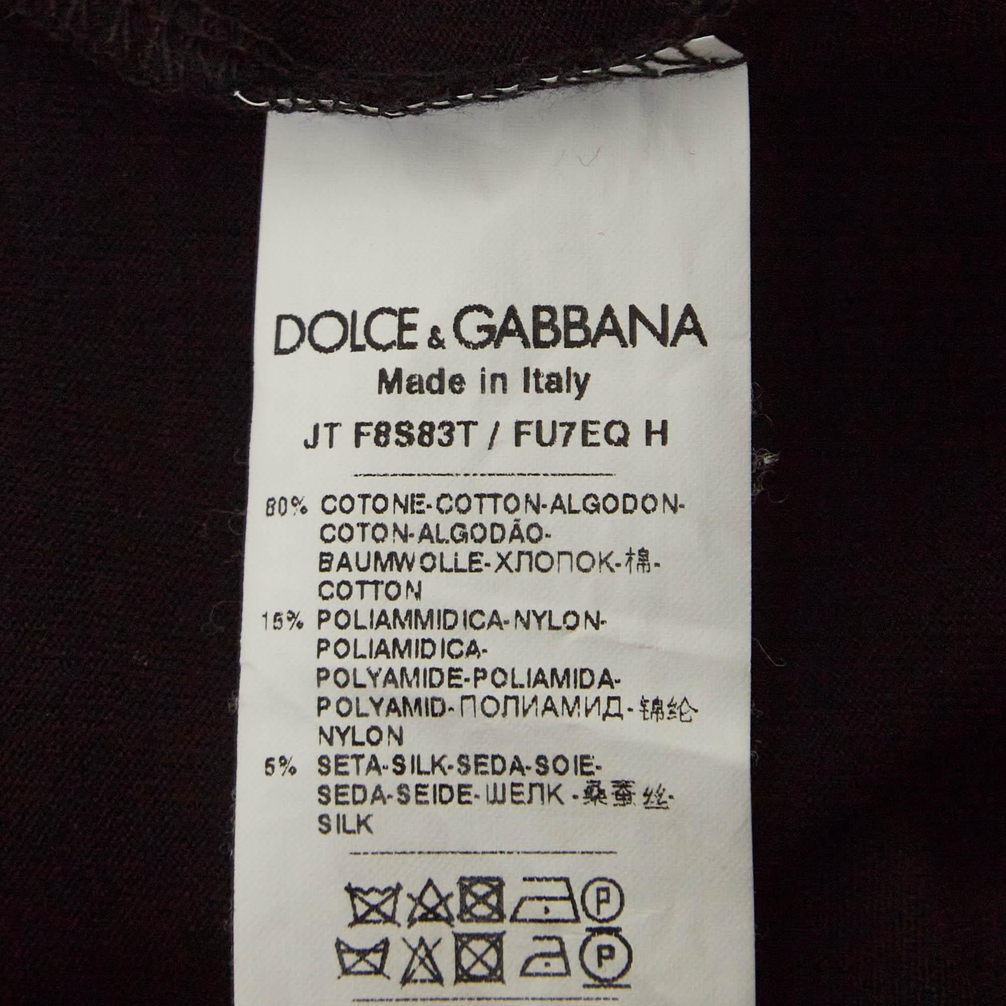 Dolce & Gabbana Black Cotton Knit Lace Bralette Detail T-Shirt S 1