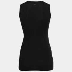 Dolce & Gabbana Black Cotton Knit & Satin Trim Tank Top M