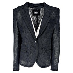 DOLCE & GABBANA - Black Cotton Lace Blazer with Silk Lining  Size 8US 40EU