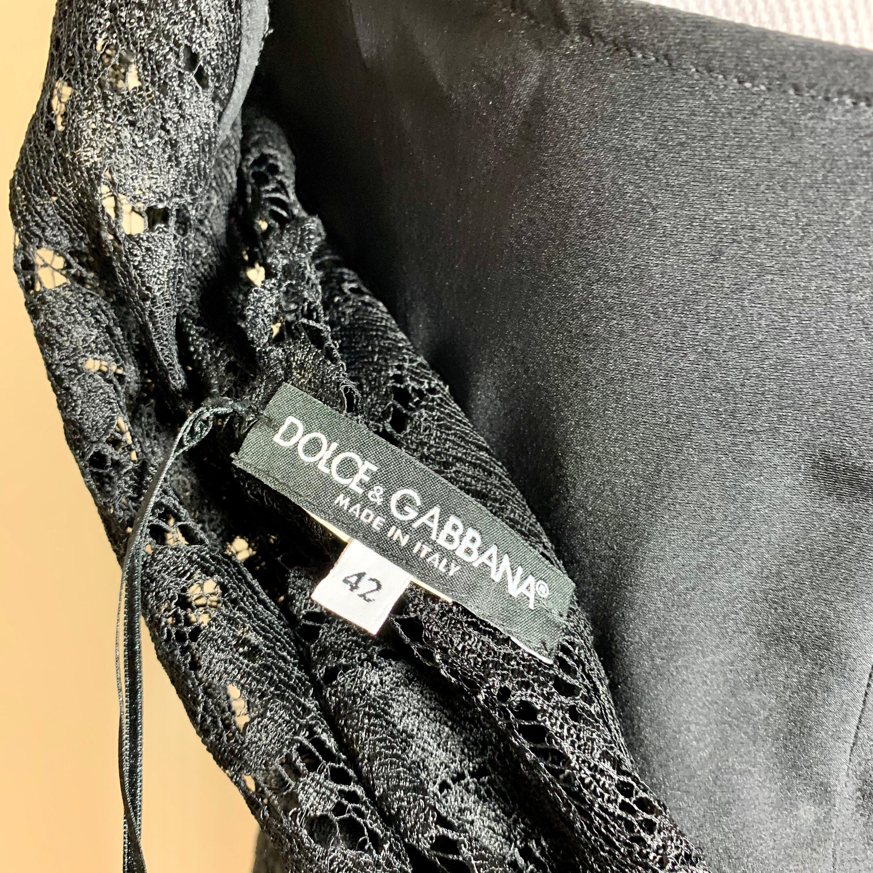 Robe sans manches Dolce & Gabbana, doublée de dentelle de coton et de soie noire avec étiquettes, Italie en vente 2