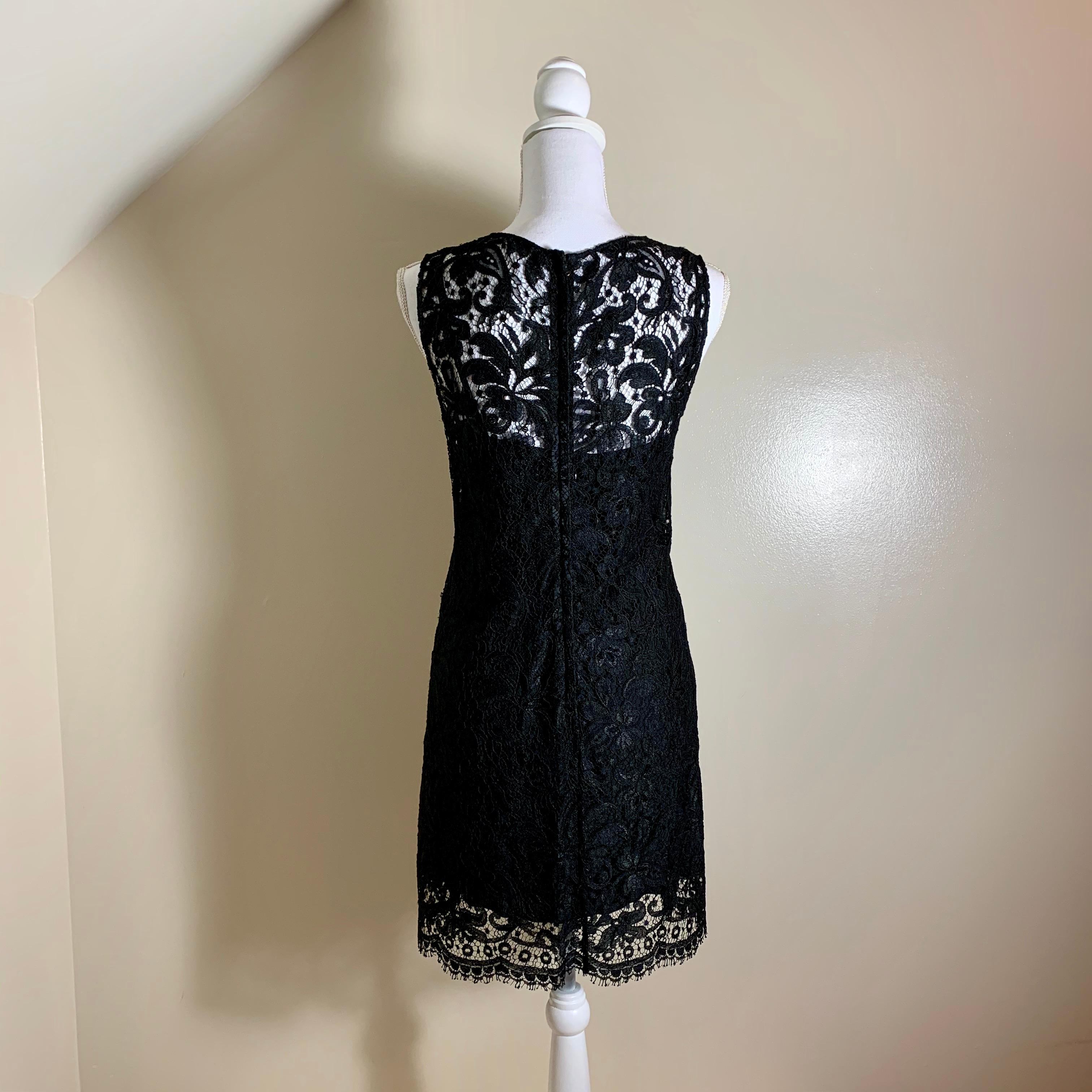 International Style Dolce & Gabbana Black Cotton Lace, Silk Lined Sleeveless Dress with Tags, Italy For Sale