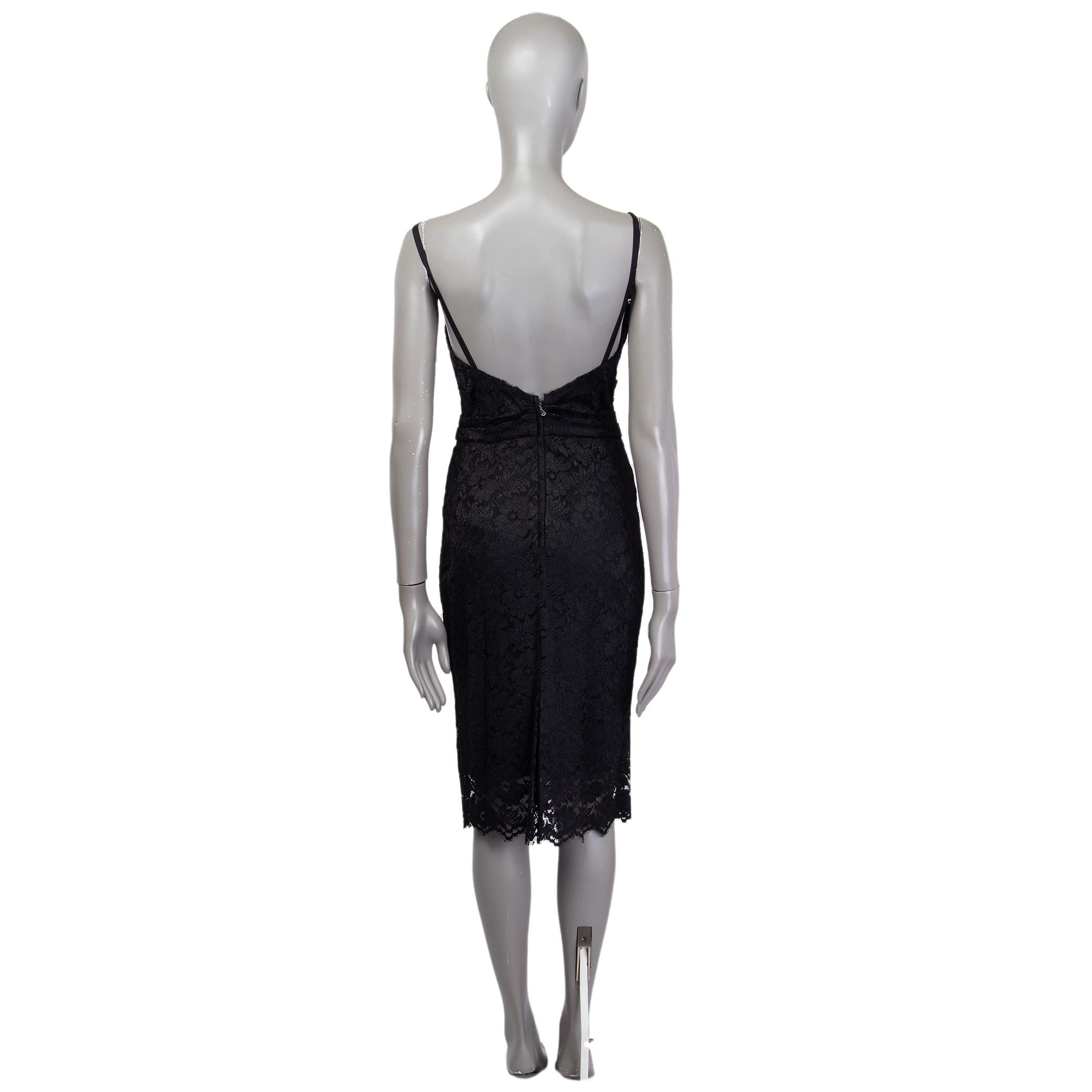Black DOLCE & GABBANA black cotton LACE SLEEVELESS BUSTIER Dress 40