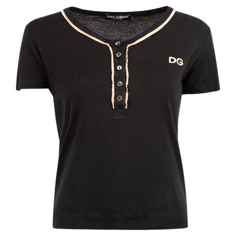 Dolce & Gabbana Black Cotton Logo T-Shirt Size L For Sale