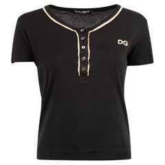 Dolce & Gabbana Black Cotton Logo T-Shirt Size L