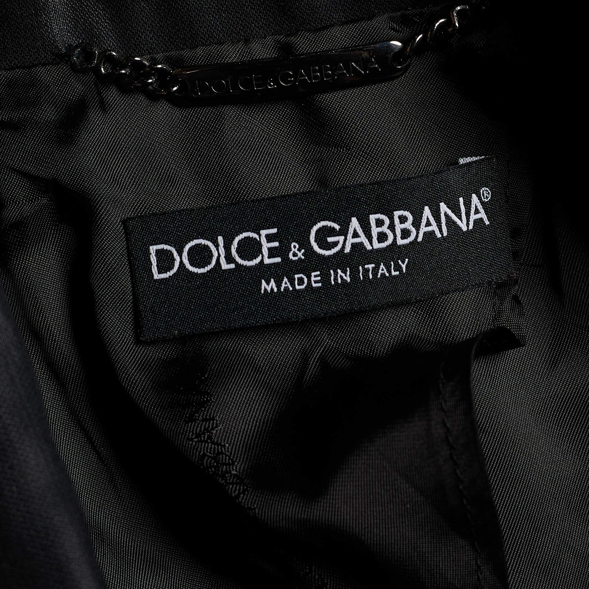 Dolce & Gabbana Black Cotton Mid Length Coat S In Good Condition For Sale In Dubai, Al Qouz 2