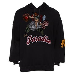 Dolce & Gabbana Black Cotton Paradise Embroidered Hoodie M