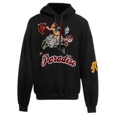 Dolce & Gabbana Black Cotton Paradise Embroidered Hoodie M
