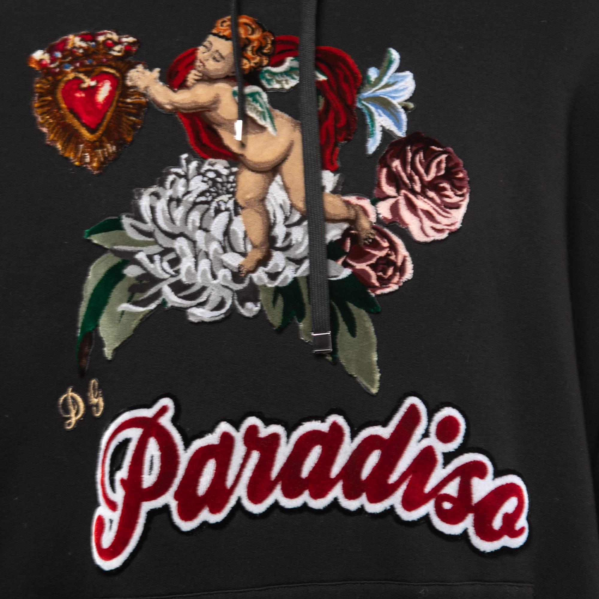 Men's Dolce & Gabbana Black Cotton Paradise Hooded Sweatshirt M