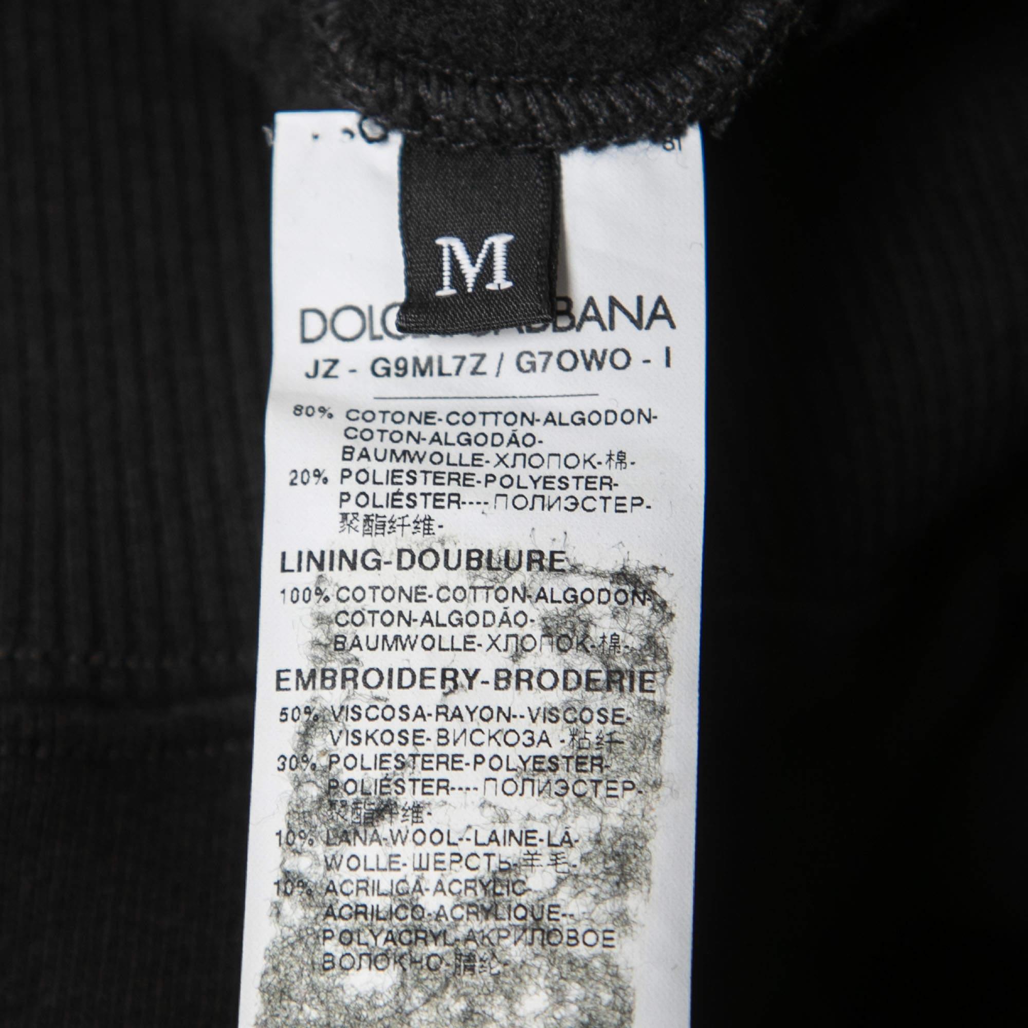 Dolce & Gabbana Black Cotton Paradise Hooded Sweatshirt M 2