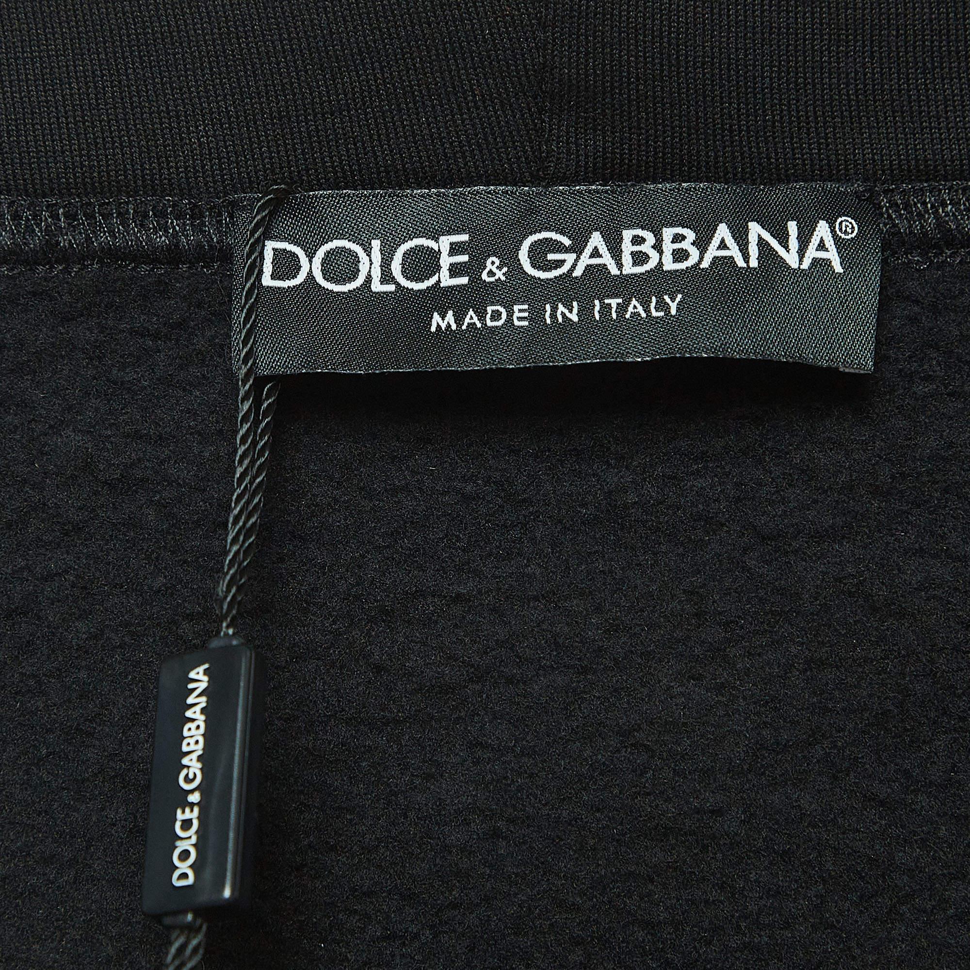 Dolce & Gabbana Black Cotton Paradise Patch Hoodie M For Sale 2