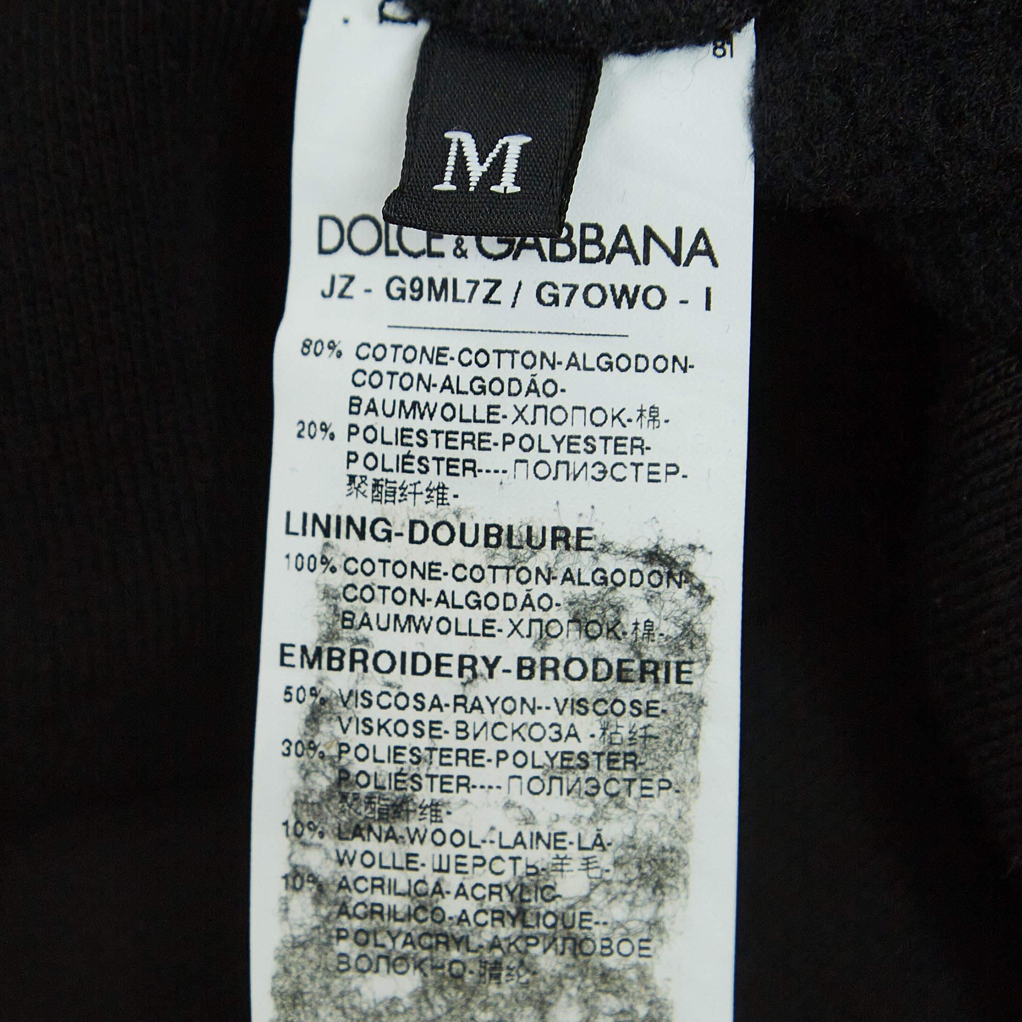 Dolce & Gabbana Black Cotton Paradise Patch Hoodie M For Sale 3