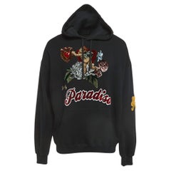 Dolce & Gabbana Schwarzer Paradise Patch- Hoodie aus Baumwolle M